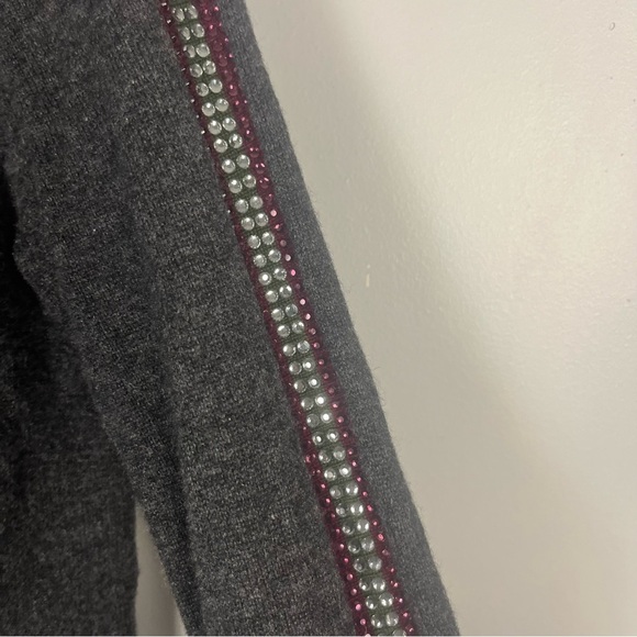 Neiman Marcus Cardigan S Cashmere Collection rhinestone Stripe Zip Jacket - Picture 4 of 9